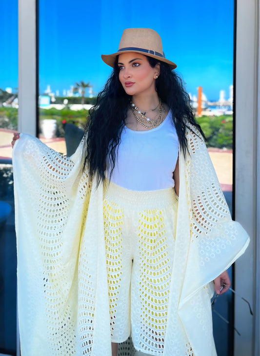Yellow Schiffli Short