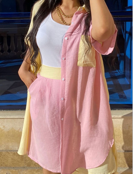 Linen shorts set
